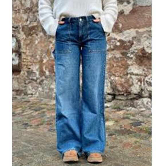 Jeanerica Wide-Leg Carpenter Jeans Utility Blue Denim Size 26 Workwear Grunge - Picture 1 of 10